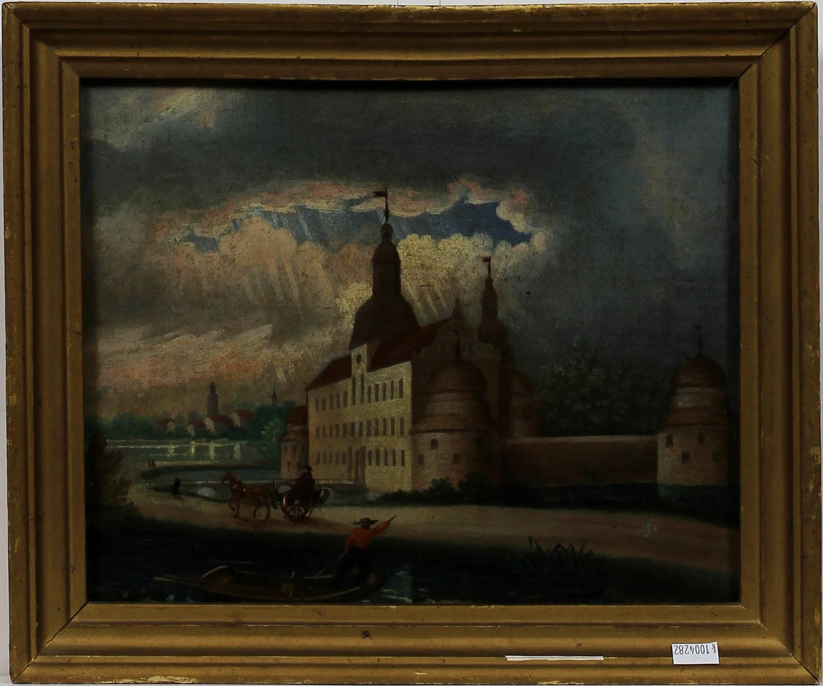 OKÄND KONSTNÄR, olja på duk på pannå, 1800-tal.