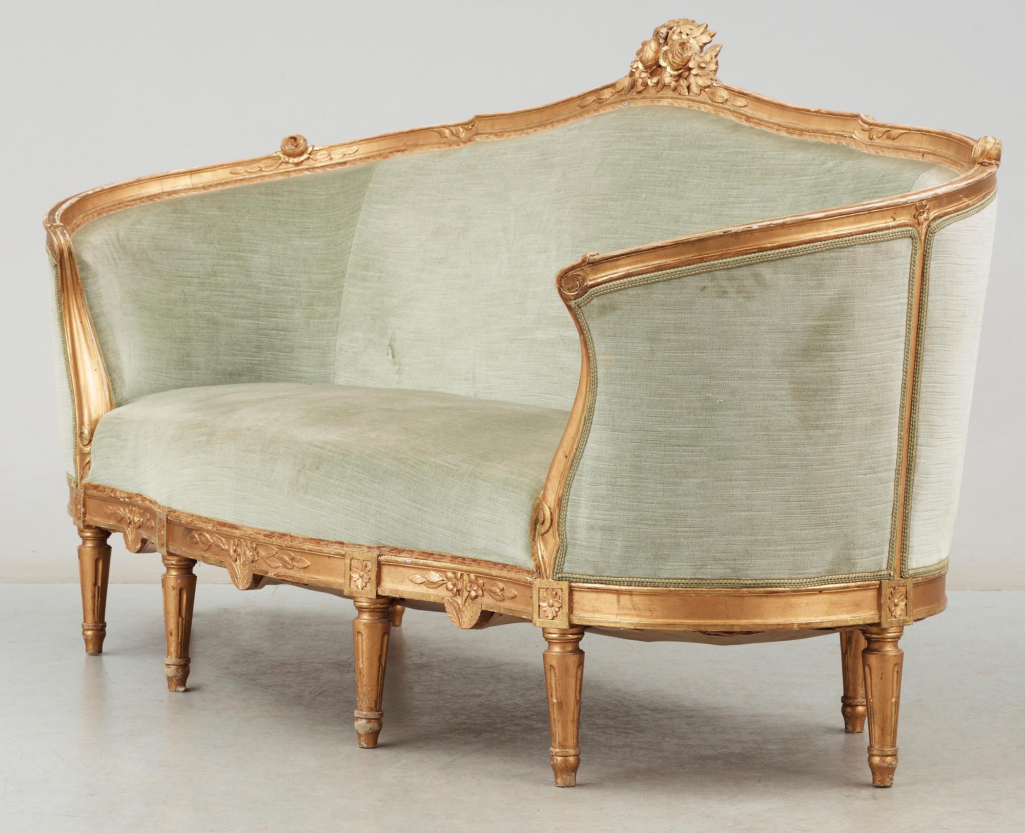 BADKARSSOFFA, gustaviansk stil, 1900-talets första hälft.