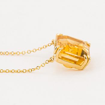 Emerald-cut citrine necklace.