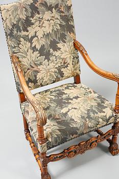 KARMSTOLAR, ett par, barockstil, omkring 1900-talets mitt.
