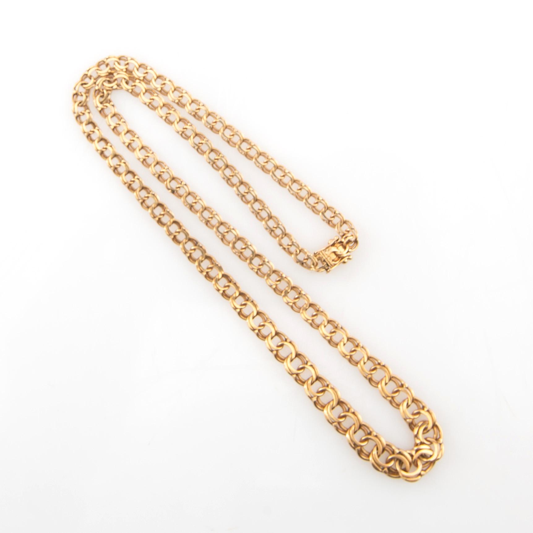 Necklace 18K gold Curt Hallberg Köping 1972 graduated Bissmark link.