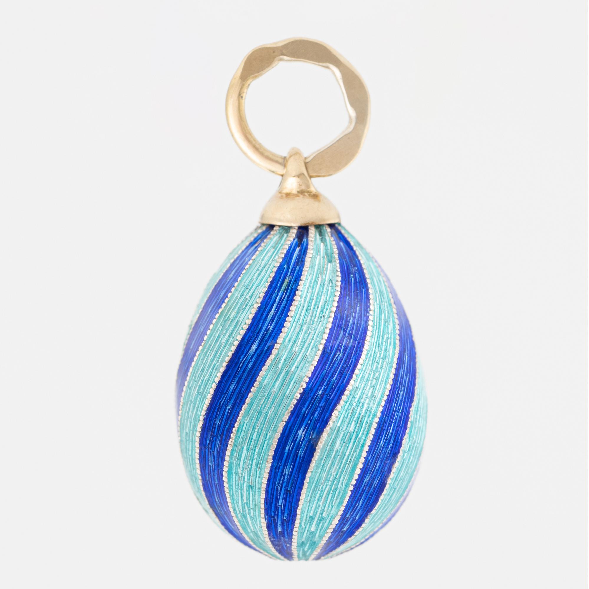 W.A. Bolin, egg, 18k gold and silver with enamel.