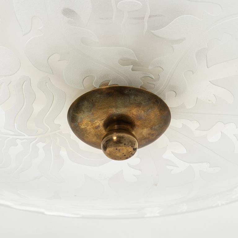 Glössner & Co., a Swedish Modern etched ceiling light, 1940s, signed.