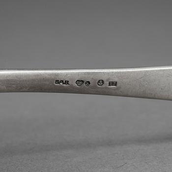 PARTI BESTICK, silver samt nysilver, 1700-1900-tal. Silvervikt ca 327 gram.