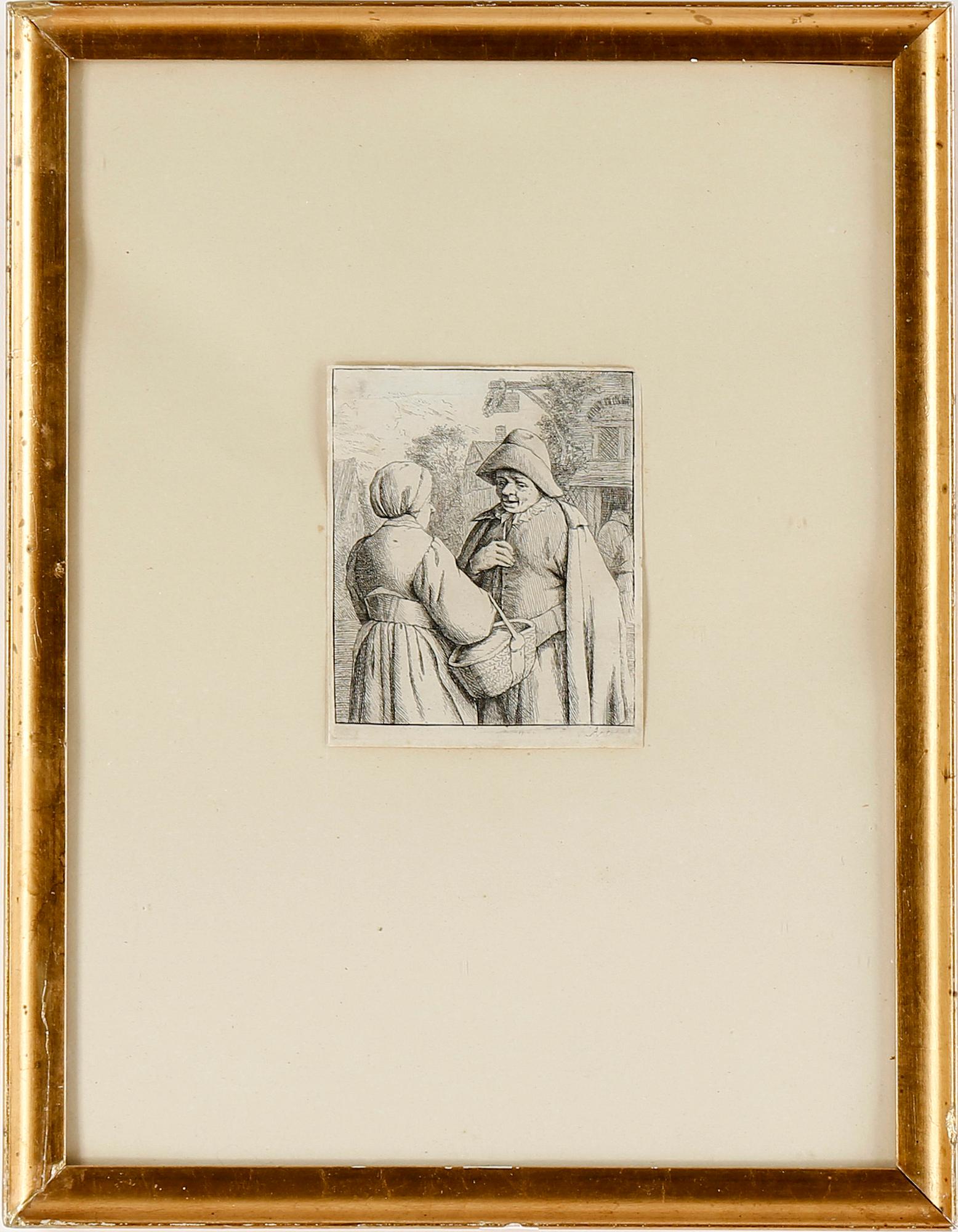 PARTI ÄLDRE GRAVYRER, 4 st, etsningar, bl.a  Adriaen van Ostade, 1600-1800-tal.