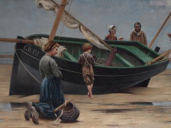 August Hagborg, 'Fiskebåten välsignas' (The ceremony of blessing of a fishing boat / Bénédiction d'une barque).