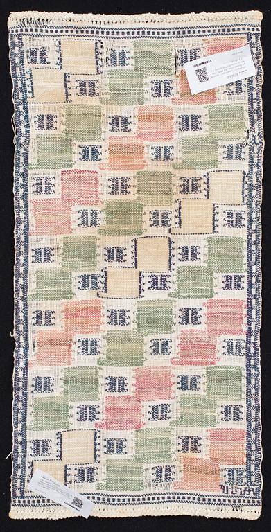 VÄVNAD, "Löwendal", inplock på linnebotten, AB MMF (AB Märta Måås-Fjetterström). Ca 77 x 38 cm.