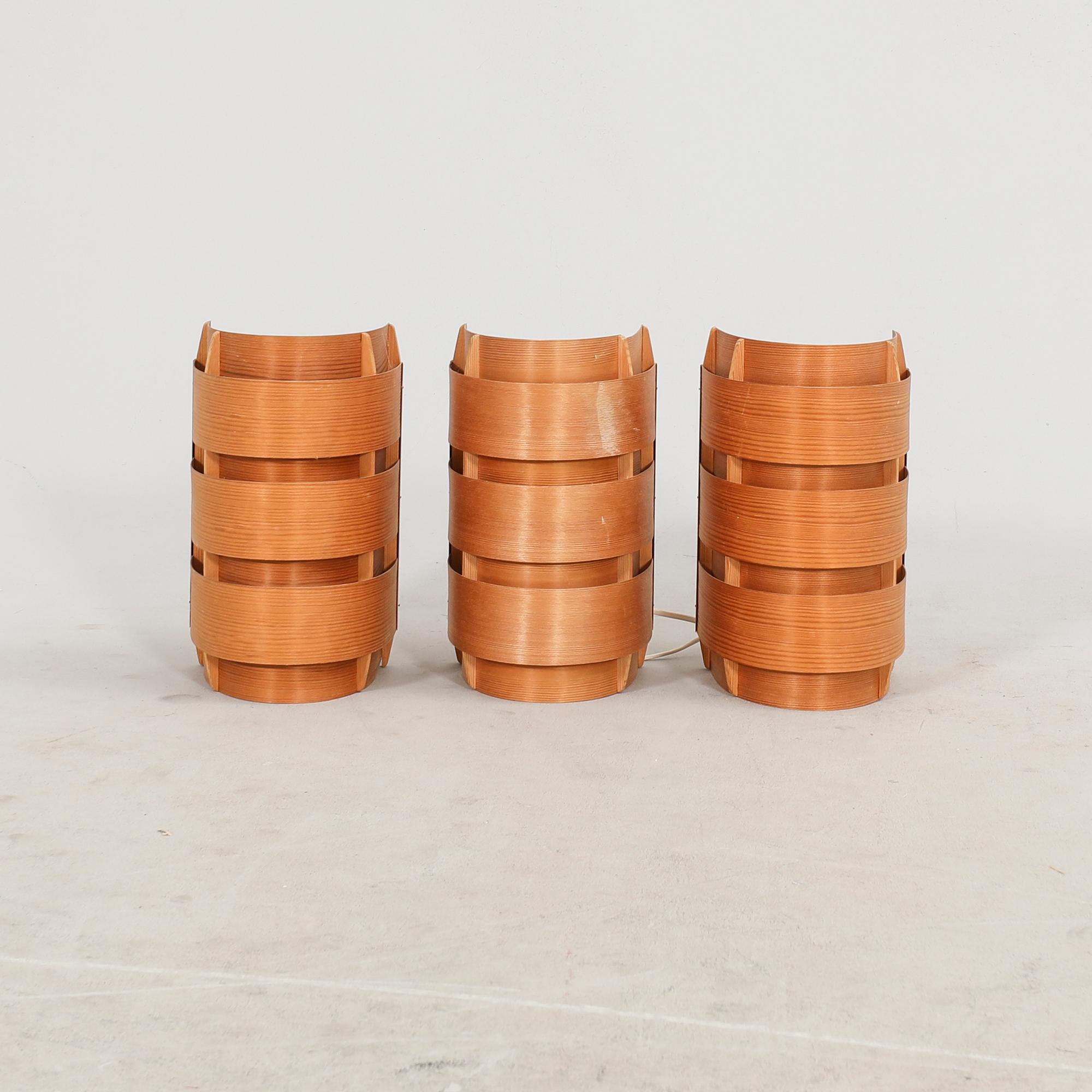 Hans-Agne Jakobsson, vägglampor 3 st "Lysett" Markaryd 1970-tal.