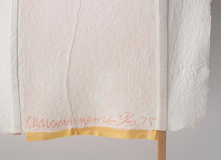 ROBERT RAUSCHENBERG, multiple, handmade paper/bamboo/fabric, signerad 22/32. Dated 1975.