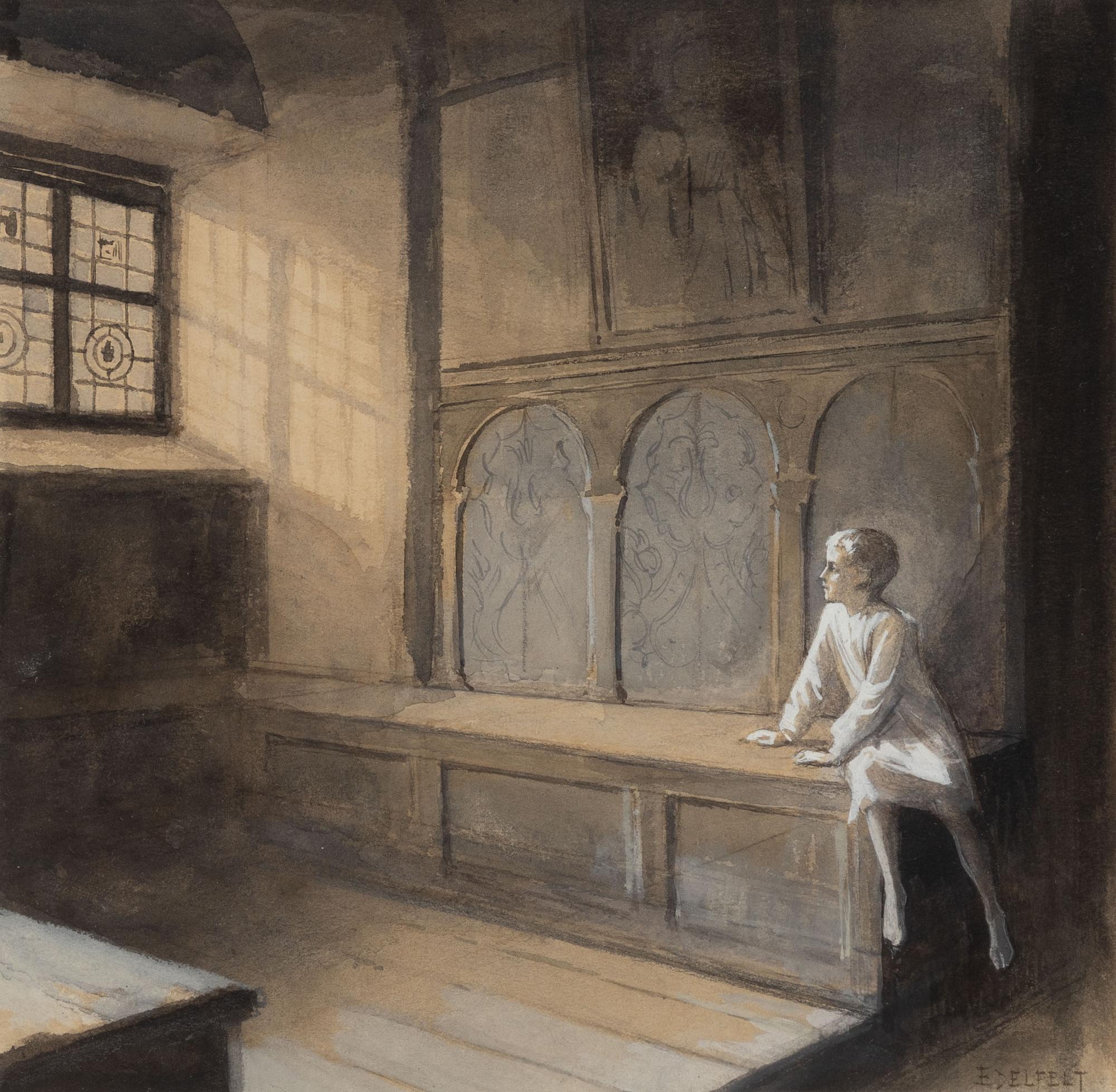 Albert Edelfelt, Gosse på kyrkbänk (ur  Carl Snoilskys 'Svenska Bilder').