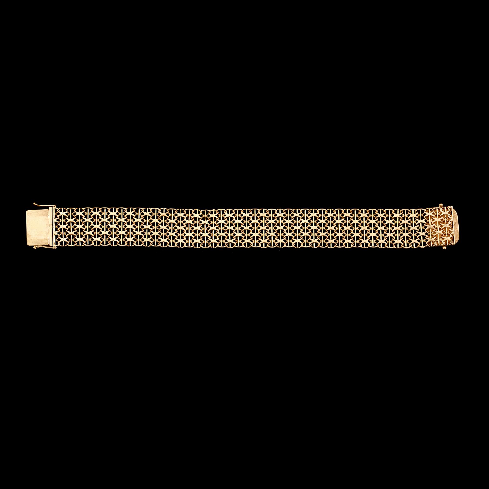 ARMBAND, 18 k guld, 1970, x-länk. Vikt ca 26 gram.