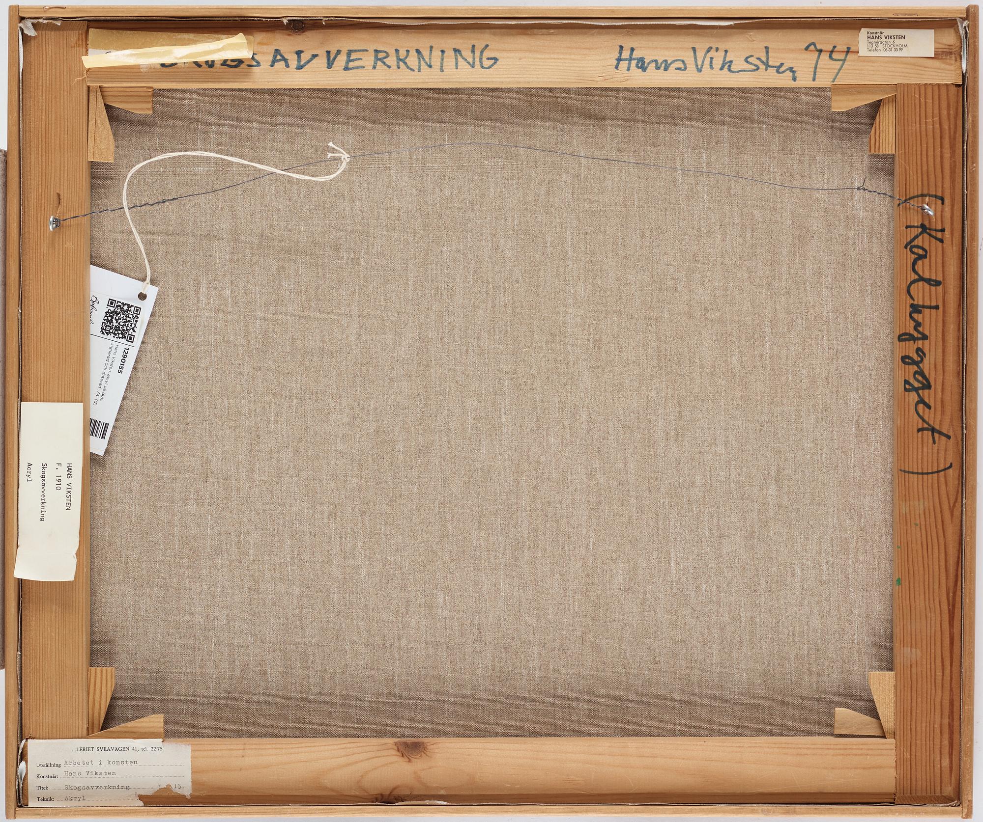 Hans Viksten, acrylic on canvas, signed and dated -74.