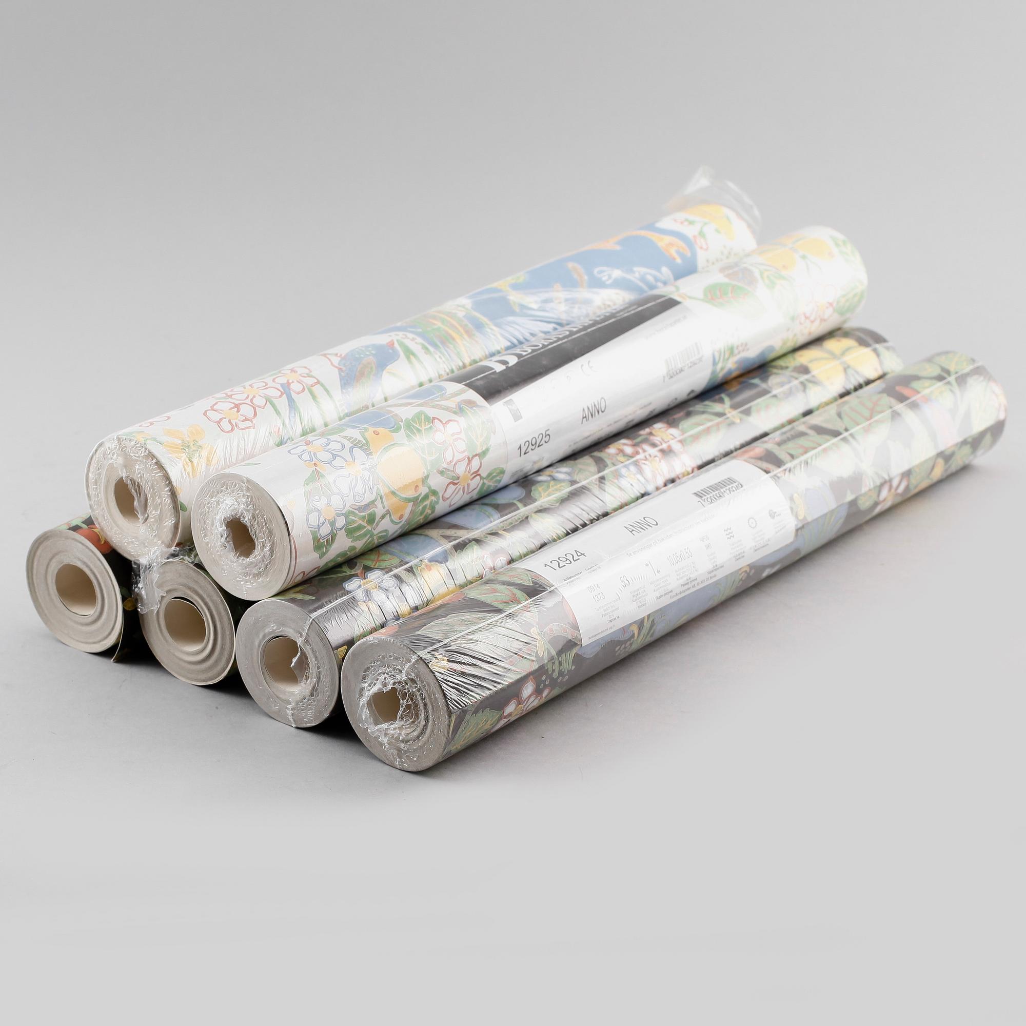 TAPETRULLAR, 6 st, "Paradiset", Josef Frank, Boråstapeter före 2012.