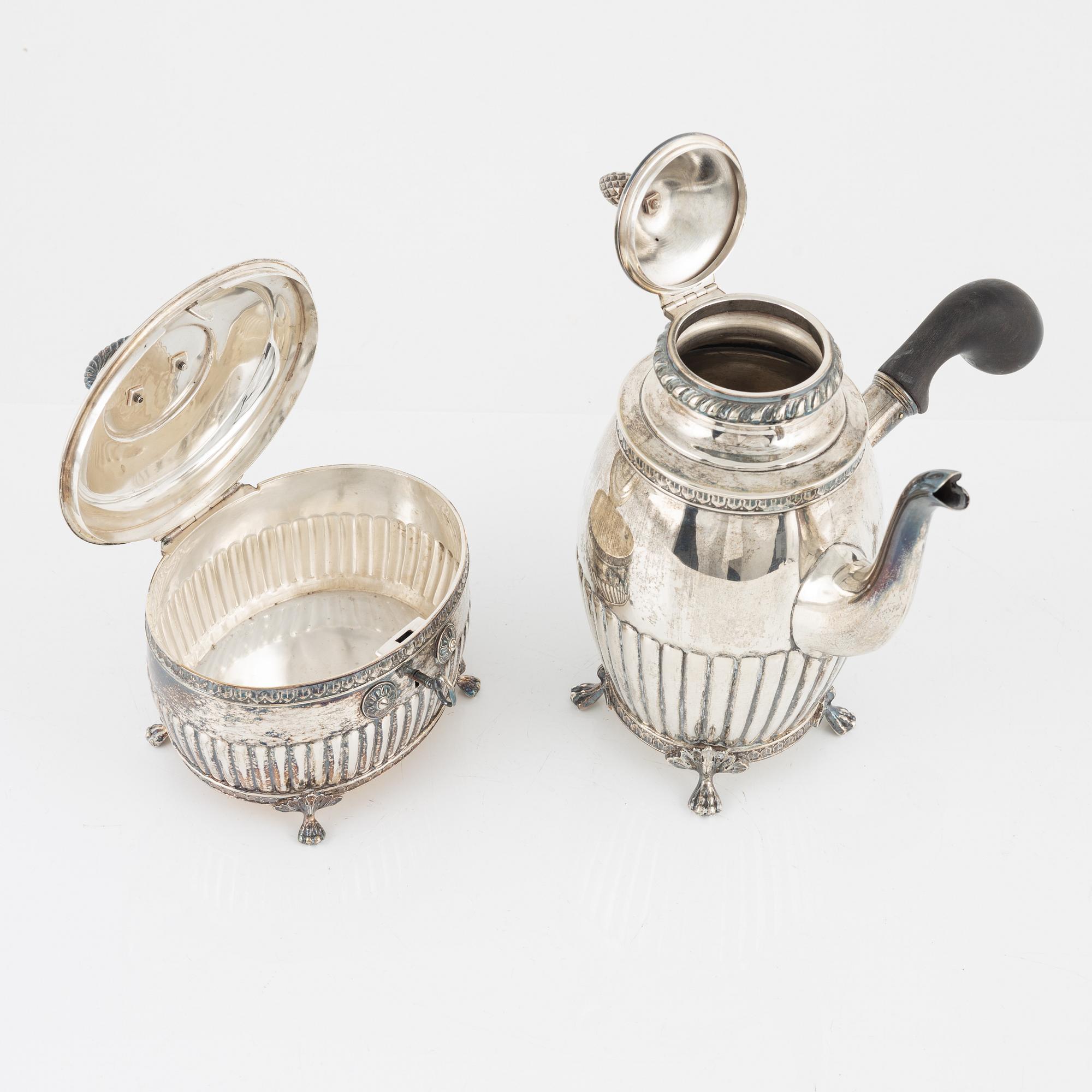 Kaffeservis, 3 delar, silver, gustaviansk stil, GAB, Stockholm, 1916.