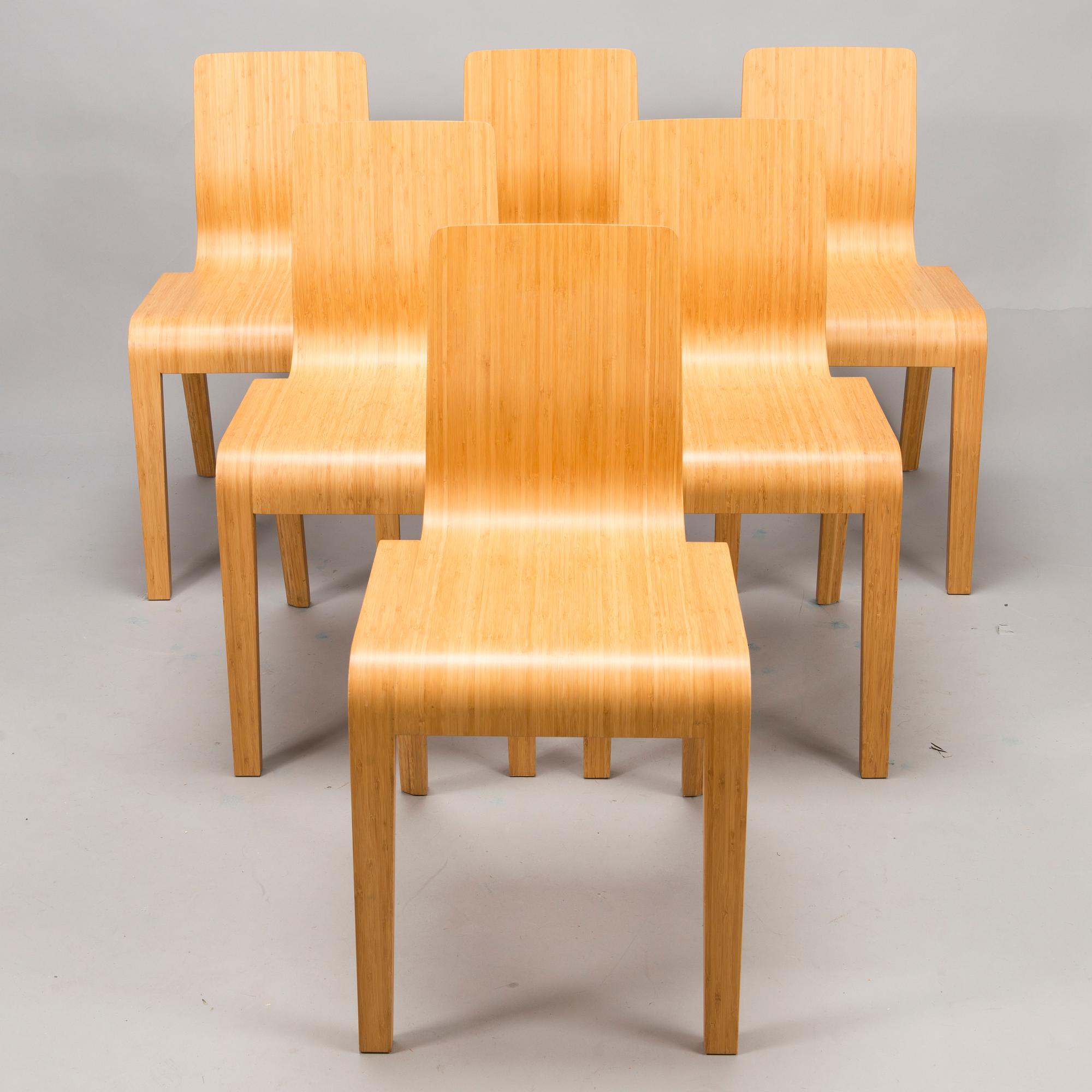 HENRIK TJAERBY, matbord och stolar, 6 st, "Bamboo", Artek Studio 2000-tal.