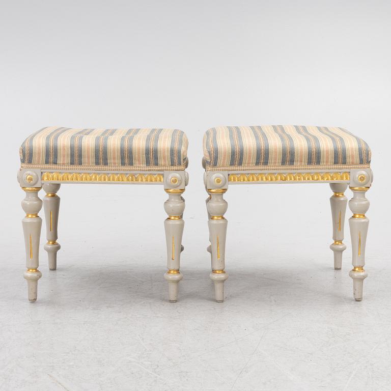 A pair of Gustavian style stools, 19th century.