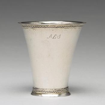 A Swedish 18th century parcel-gilt silver beaker, mark of Erik Broberg, Borås 1724.