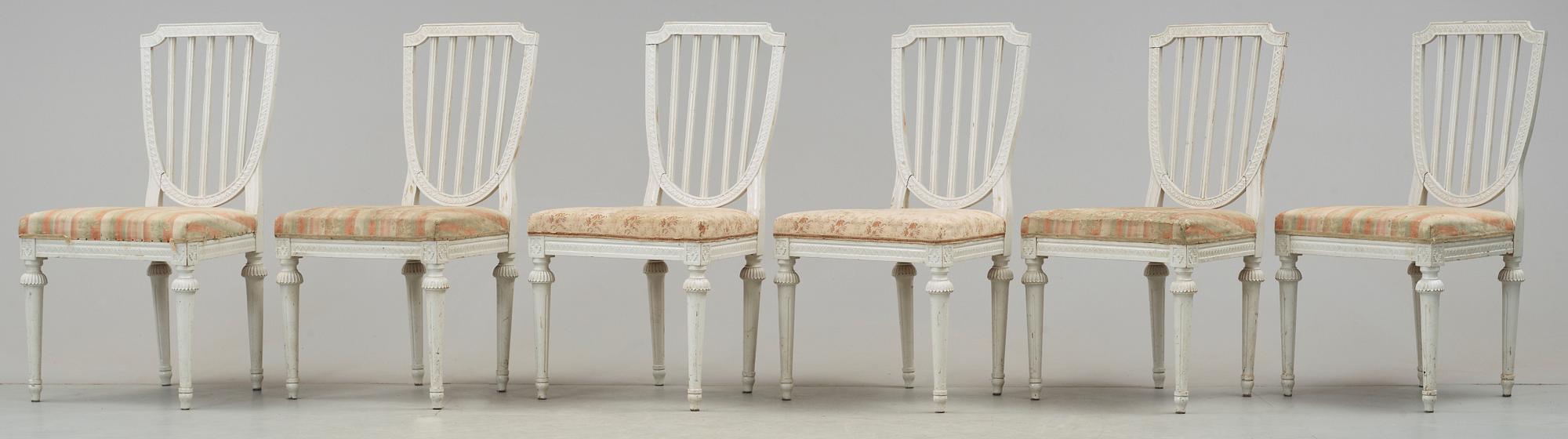 STOLAR, 6 st, gustaviansk stil, omkring 1900-talets mitt.