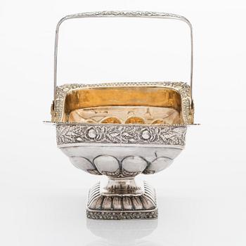 A parcel-gilt silver sweetmeat basket, maker's mark of Elias Modig (1795-1834), Saint Petersburg, Russia 1829.