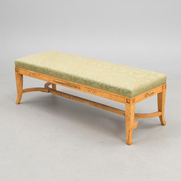 BANQUETTE, Russia ca 1900, carelian birch and gilt bronze fittings.