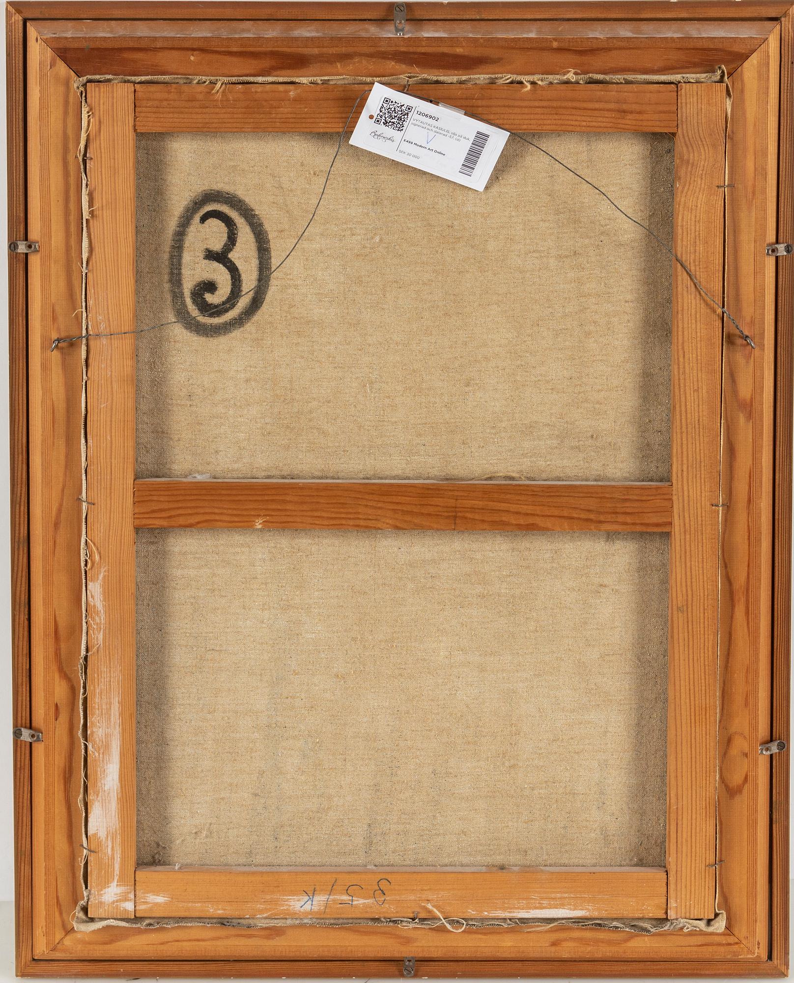 VYTAUTAS KASIULIS, oil/tempera on canvas, signed and dated -57.