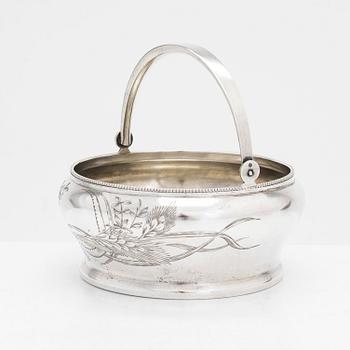 A silver sugar bowl and teaspoon, Moscow first half of the 20th century.