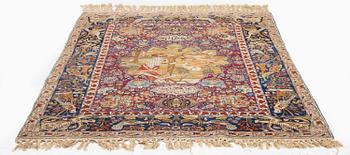 A semi-antique pictoral Tabriz rug, Northwest Persia, c. 200 x 136 cm.