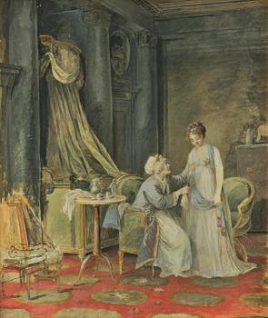 875. Niclas Lafrensen d.y., attributed to, Interior with conversing women.