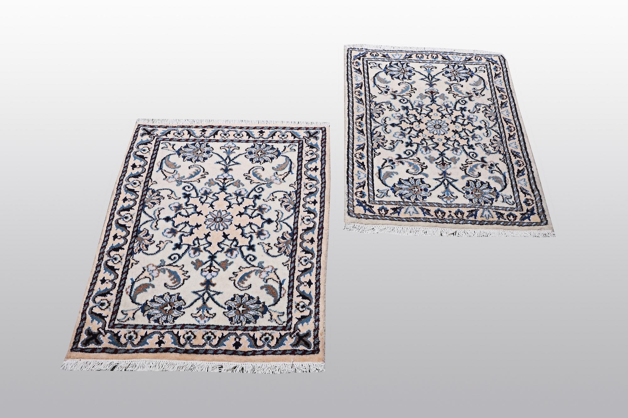Two Nain rug, part silk, so called 9 LAA, ca 90 x 60 cm.