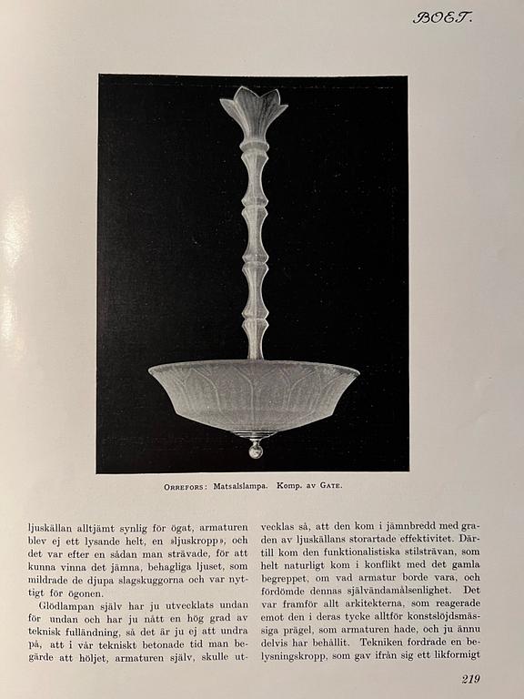 Simon Gate, & Erik Tidstrand, a ceiling lamp model "GD. 5"/"26268", Orrefors & Nordiska Kompaniet, 1920s.