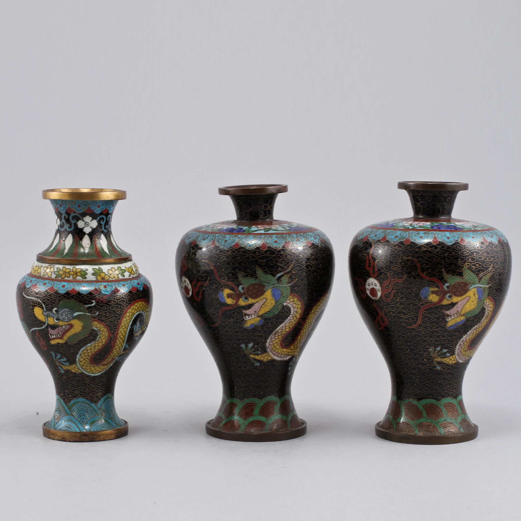 PARTI CLOISONNÉ, 4 st, orientaliska, 1900-tal.