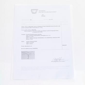 An 18K white gold necklace with brilliant-cut diamonds and a cultured pearl, England.