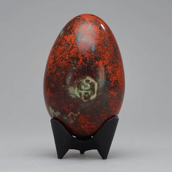 A Hans Hedberg faience egg, Biot, France.