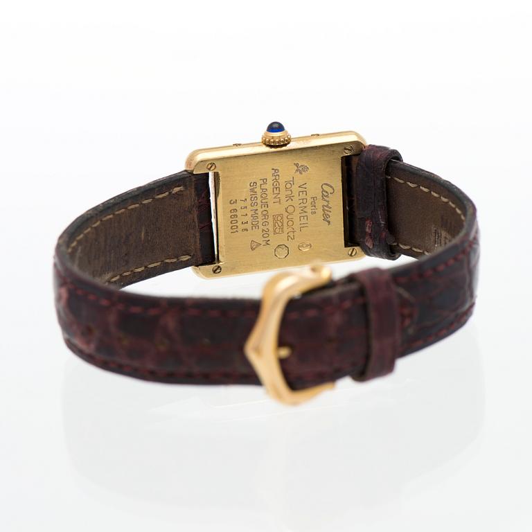 CARTIER, must de Cartier Tank, rannekello, 20 x 20-28 mm.