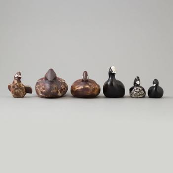 Six stoneware bird figurines by Paul Hoff.