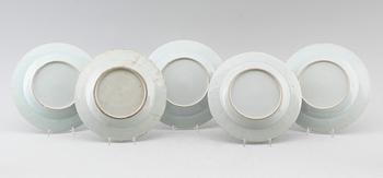 TALLRIKAR, 5  st (3+1+1), porslin, Kina, Qianlong 1736-1795.