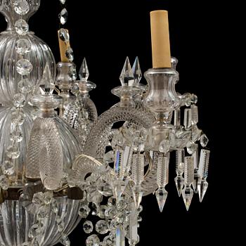 A 19th century chandelier with glass arms.