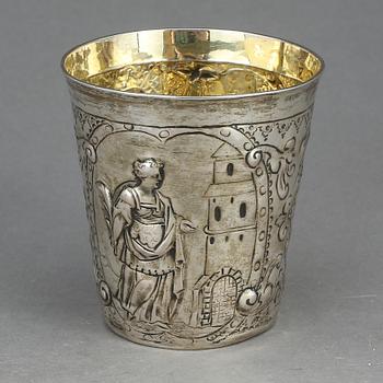 BÄGARE, silver, barockstil, troligen 1800-tal. Vikt ca 112g.