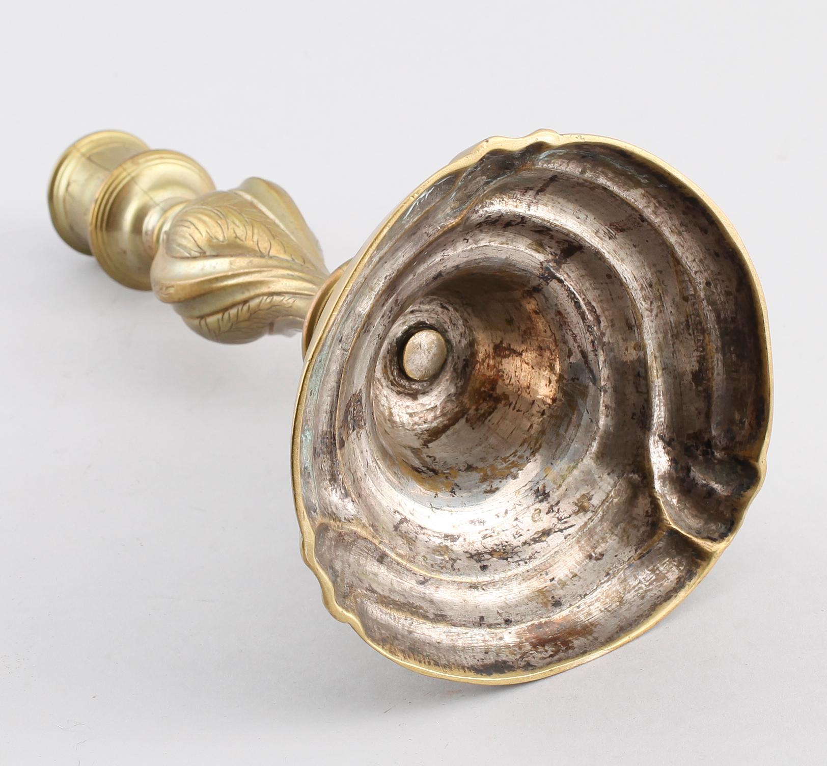 LJUSSTAKE, mässing, rokoko, 1700-tal.