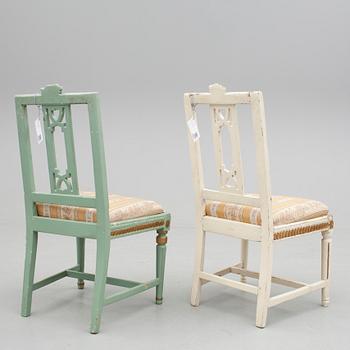 STOLAR, två st, sengustavianska, Lindome, omkring 1800.