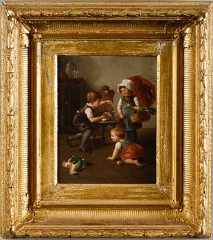 OKÄND KONSTNÄR, olja på pannå, 1800-tal.
