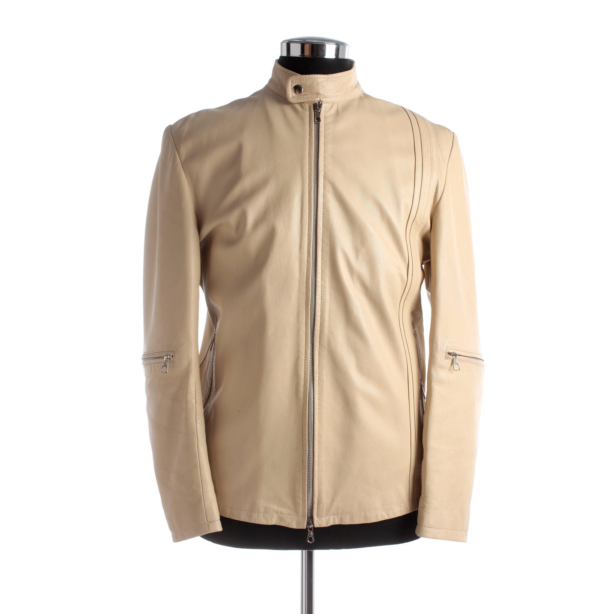 ALEXANDER MCQUEEN, a men's beige leather jacket.