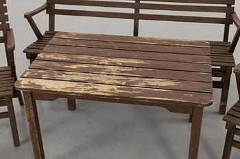 CARL MALMSTEN, garden furniture 'Bergshamra', two chairs, a sofa and a table. Mid 20 th century.