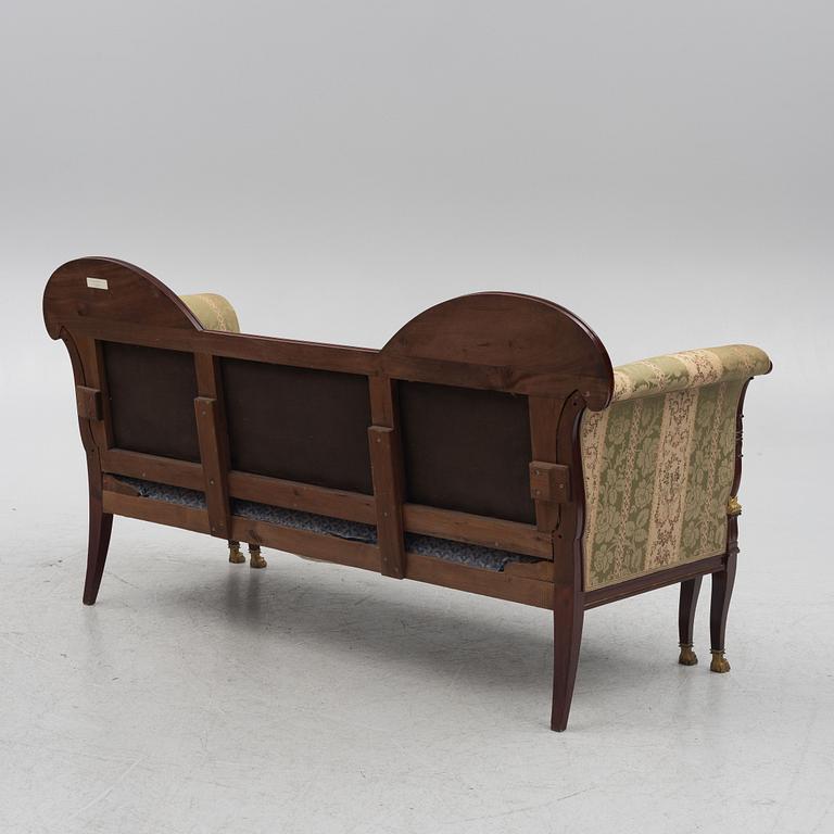 Sofa, 2 chairs, stool, table, Empire style, 5 pieces, 20th century.