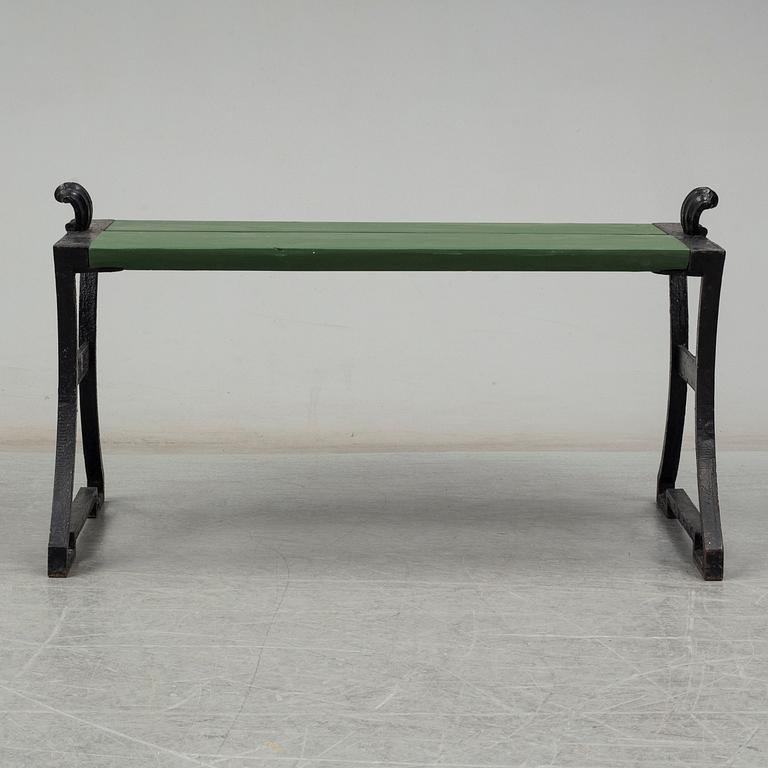 FOLKE BENSOW, a 'Snecan' cast iron carden bench from Byarums Bruk, sesigned in 1923.