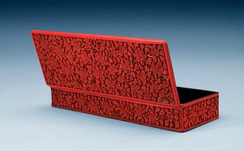 1719. A red lacquered box with cover, Qing dynasty.