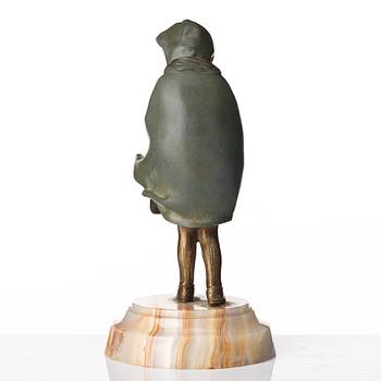 Demetre Chiparus, a "Hooded cloak" patinated bronze and ivory sculpture, Paris 1920's.