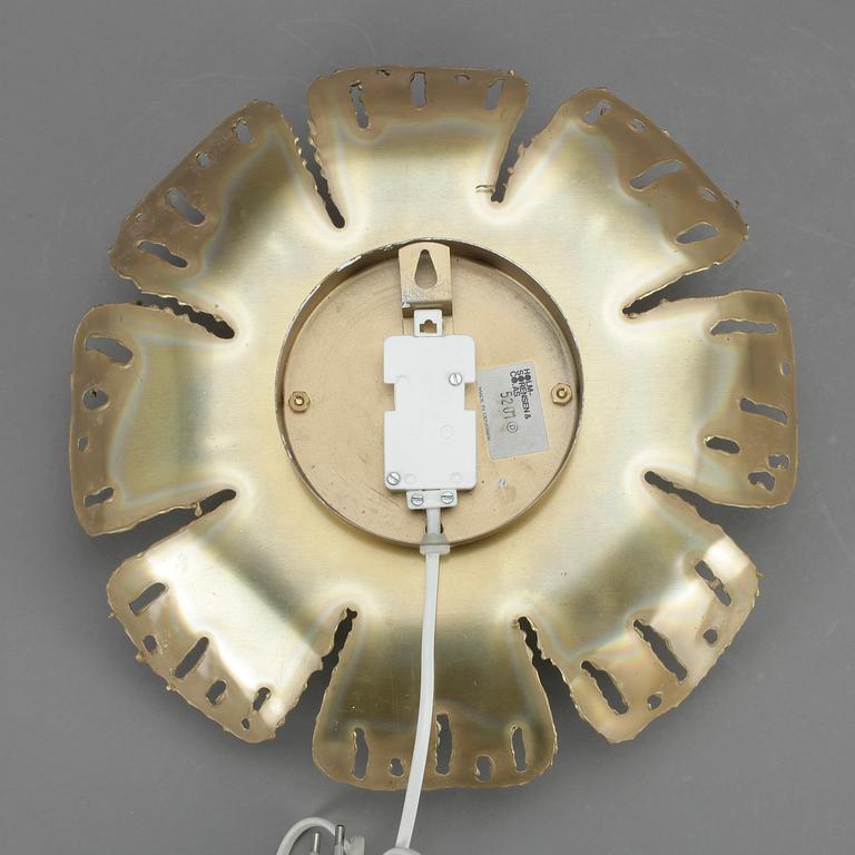 VÄGGLAMPA, mässing, Holm Sørensen & Co, Danmark, kring 1900-talets mitt.