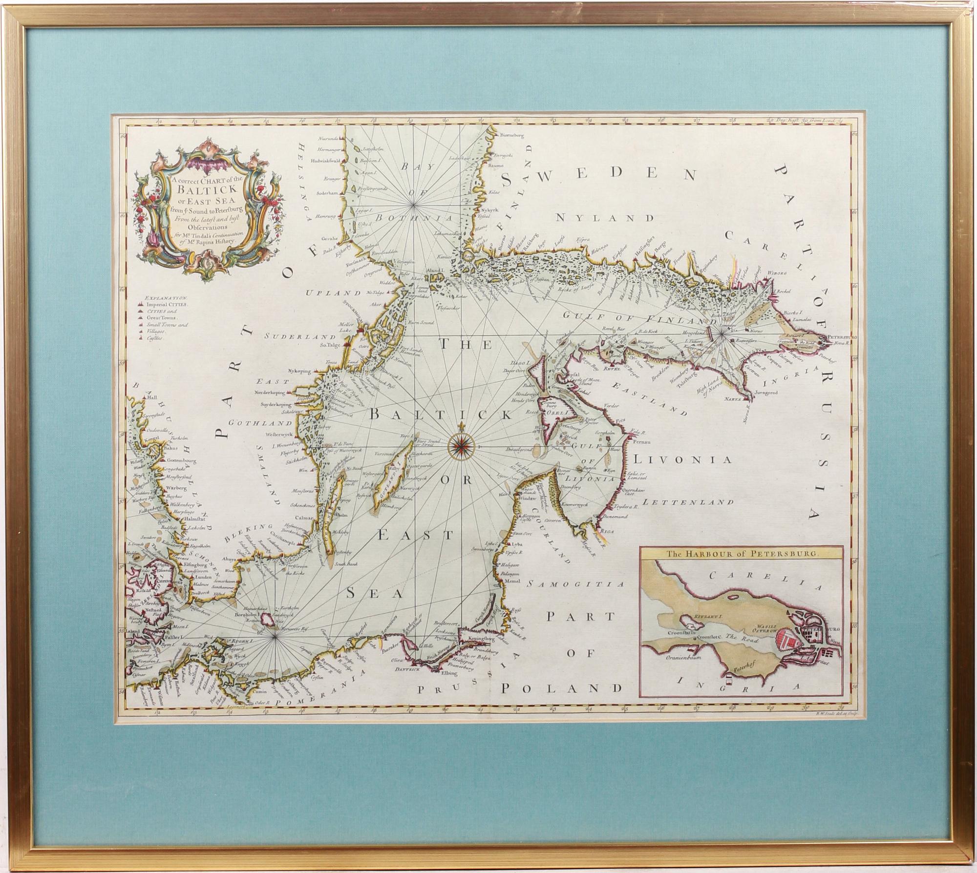 KARTA över Östersjön och St Petersburgs hamn. Richard Wiliam Seale. 1700-tal.