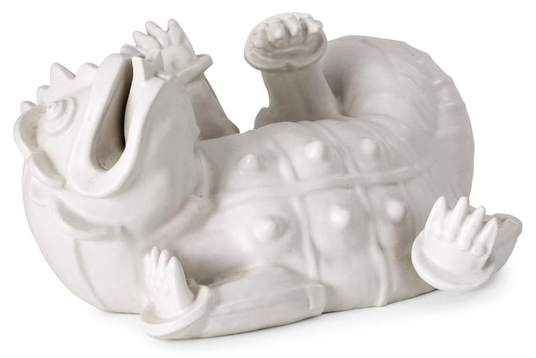 A Wilhelm Kåge stoneware figure of a dragon, Gustavsberg circa 1940.